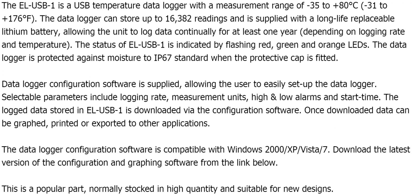 אוגרי נתונים LASCAR DATA LOGGER EL USB-1